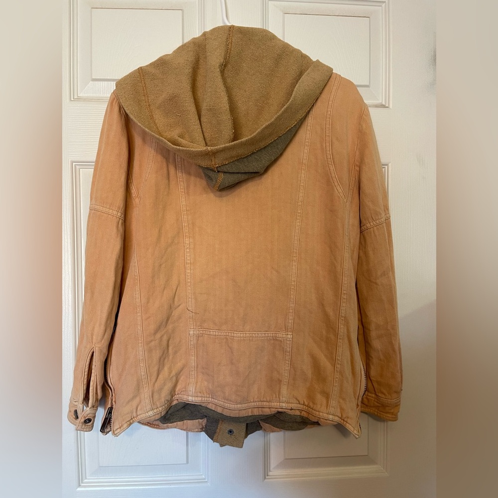Free People Hooded Dual Placket Linen Blend Moto Beachy Jacket - Picture 7 of 8